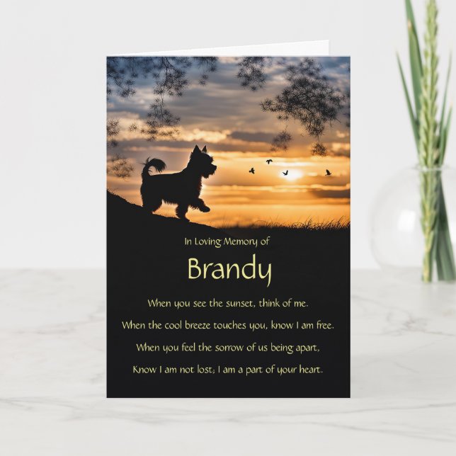 Sympathy Pet Yorkshire Terrier Custom Name Card (Front)