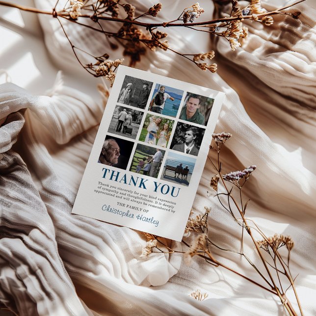 Sympathy Photo Collage Funeral Thank You Card (Creator Uploaded)