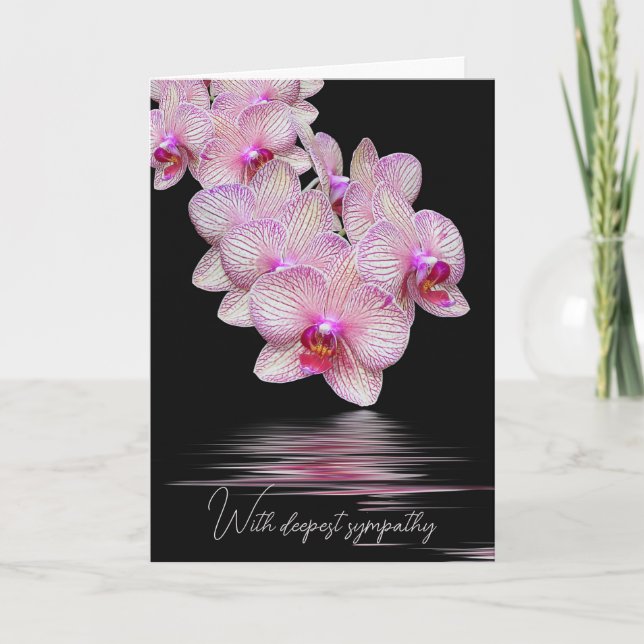 Sympathy Pink Orchids  Card (Front)
