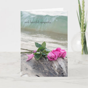 sympathy-pink rose bouquet on driftwood card