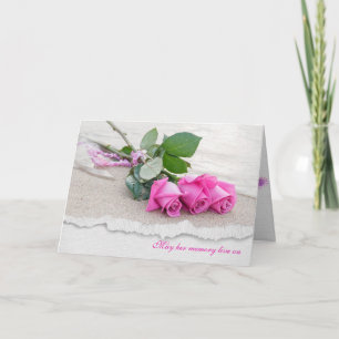 sympathy-pink roses on beach card