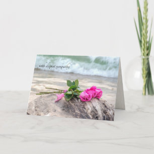 sympathy pink roses on driftwood card