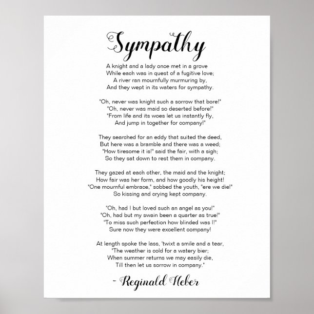 Sympathy Poem by Reginald Heber Poster (Front)