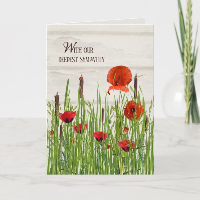 Sympathy Poppies and Cattails Card (Front)