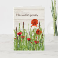 Sympathy Poppies and Cattails Card