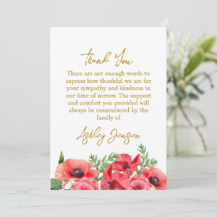 Sympathy Poppy Funeral Thank You Card