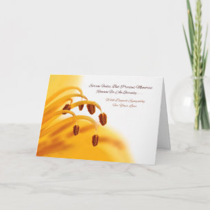 Sympathy Precious Memories Yellow Lily Flower Card