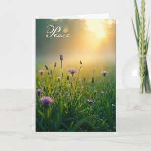 Sympathy Purple Wildflowers In Misty Meadow Card