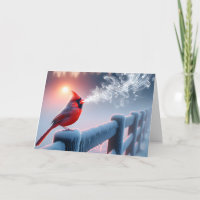 Sympathy Red Cardinal Singing On Winter Fence