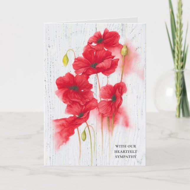 sympathy red poppy flowers card (Front)