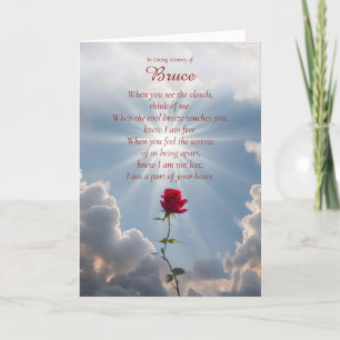 Sympathy Red Rose Personalised Name Spiritual Poem Card