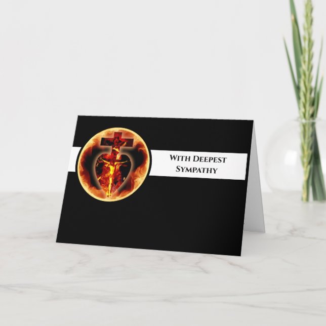 Sympathy Religious Catholic Crucifix Holy Trinity Thank You Card (Front)