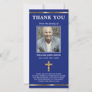 Sympathy Religious Gold Cross THANK YOU   PHOTO Card