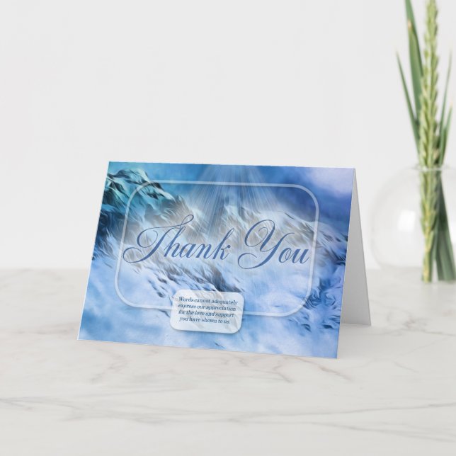 Sympathy Religious Snow Covered Mountain Thank You Card (Front)