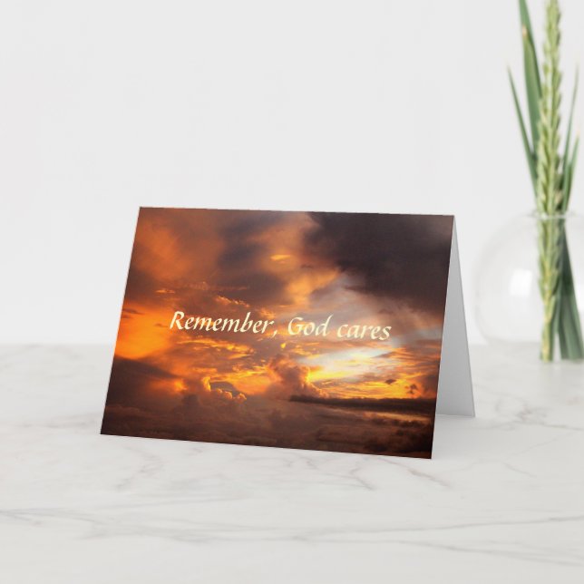 Sympathy Remember God Cares Sunset Card (Front)
