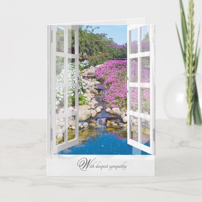 sympathy rock garden with waterfalls in window card (Front)