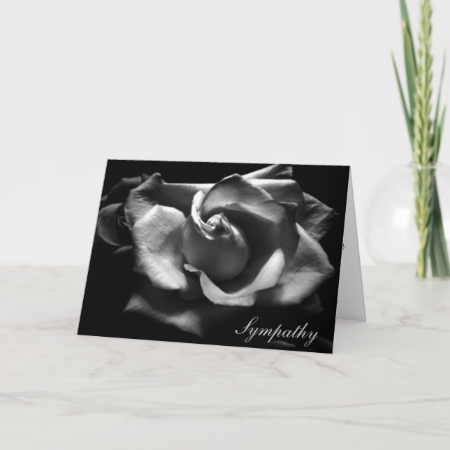 Sympathy Rose Black And White Card (Front)