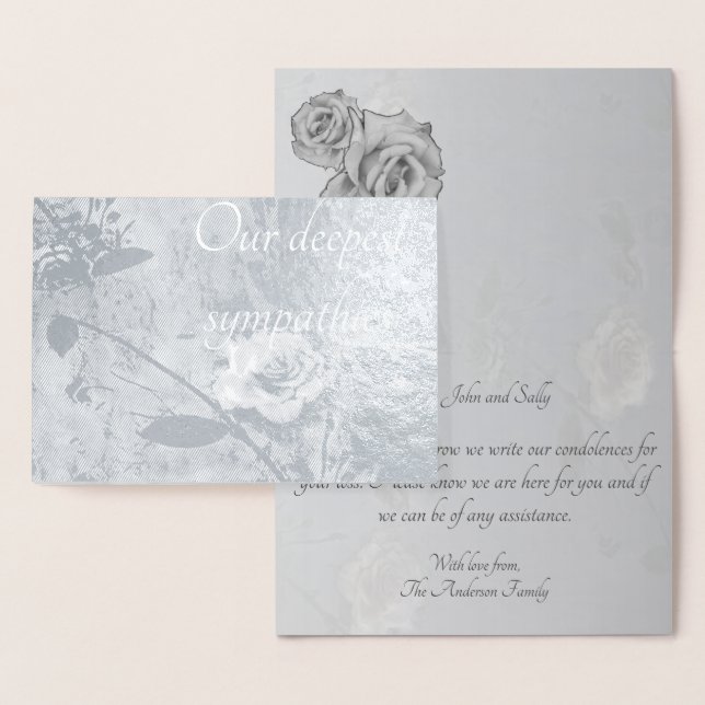 Sympathy Rose Silver Foil Card (Display)