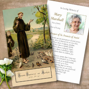 Sympathy St Francis of Assisi Funeral Prayer Card