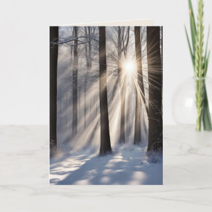 Sympathy Sunbeams In Winter Forest Card