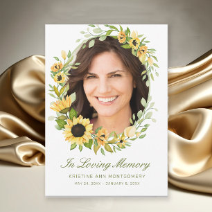 Sympathy Sunflower Green Script Photo Thank You Card
