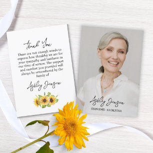 Sympathy Sunflower Photo Funeral Thank You Card