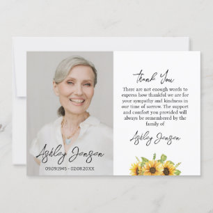 Sympathy Sunflower Photo Funeral Thank You Card
