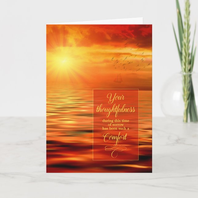 Sympathy Sunset Ocean View Thank You Card (Front)