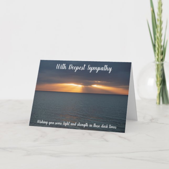 Sympathy sunset over the sea; light in dark times card (Front)
