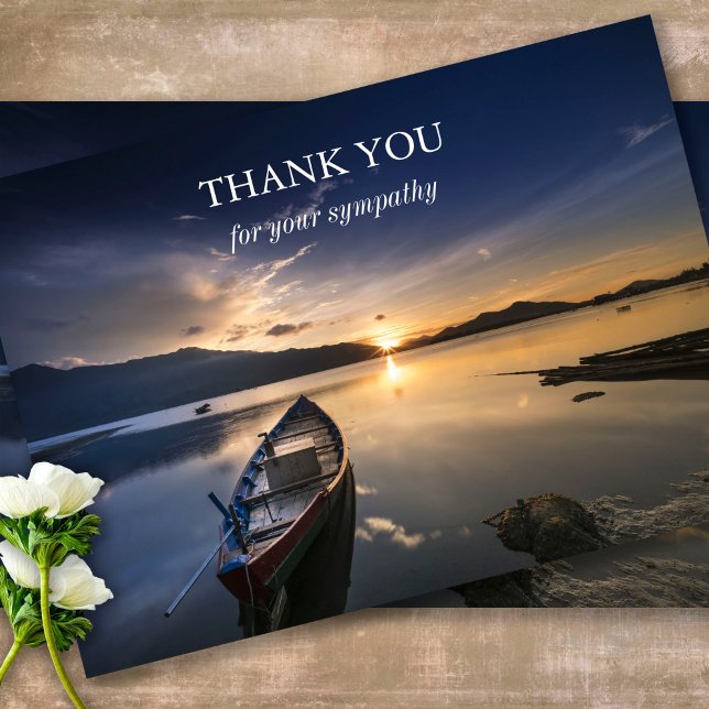 Sympathy Sunset Photo Funeral Thank You Card (Sympathy Photo Celebration of Life, In Loving Memory, Forever in our Hearts Funeral thank you cards)