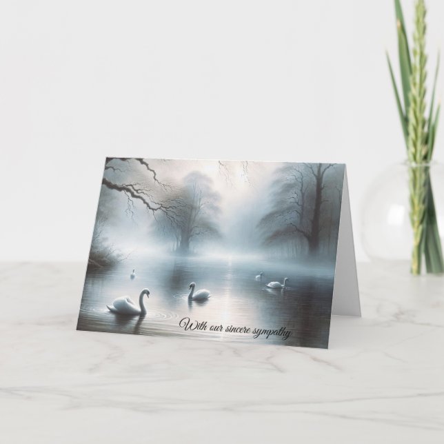 Sympathy Swans On Misty Lake Card (Front)