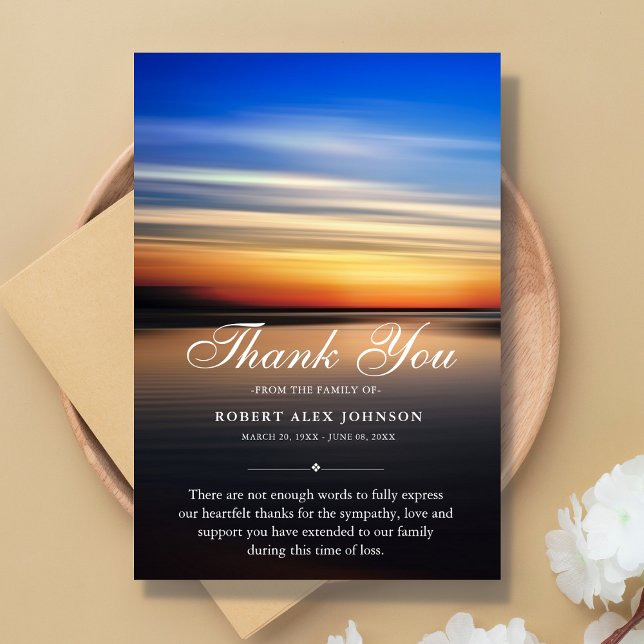 Sympathy thank you beach sunset death funeral card (Creator Uploaded)