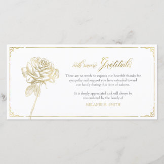 Sympathy Thank You Card, Memorial, Rose Gold