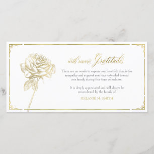 Sympathy Thank You Card, Memorial, Rose Gold Card