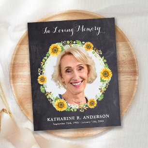 Sympathy Thank You Cards Sunflowers Photo Funeral 