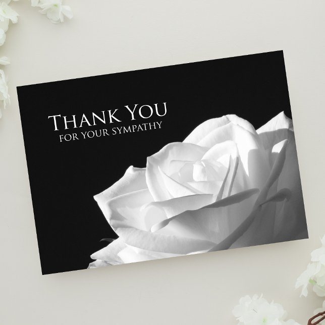 Sympathy Thank You Flat Card - White Rose (Creator Uploaded)