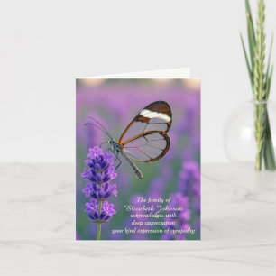 Sympathy Thank You Glasswing Butterfly Card