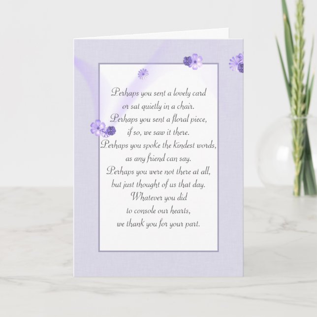 Sympathy Thank You Lavender Border Card (Front)