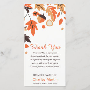 Sympathy Thank You Memorial Autumn Leaves Card