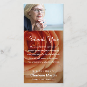 Sympathy Thank You Memorial Funeral Floral Rose Card