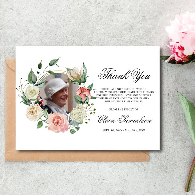 Sympathy Thank You Memorial Pink Floral PHOT) (Creator Uploaded)