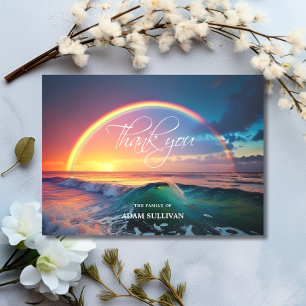 Sympathy THANK YOU Memorial Rainbow Ocean Water Card