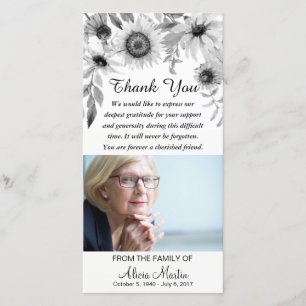 Sympathy Thank You Memorial Rustic Sunflowers Card
