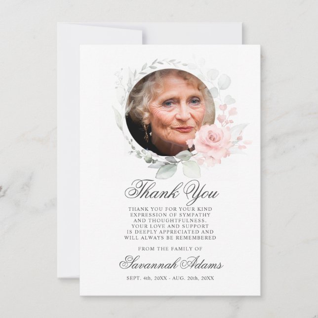 Sympathy Thank You Memorial Watercolor Floral (Front)