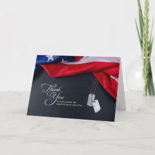 Sympathy Thank You Military Dog Tags Flag Blank Card