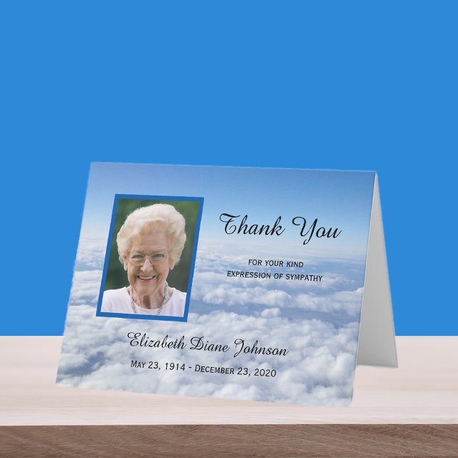 Sympathy Thank You Note Card Photo in Clouds (Creator Uploaded)