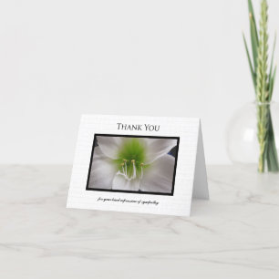 Sympathy Thank You Note Card - White Amaryllis