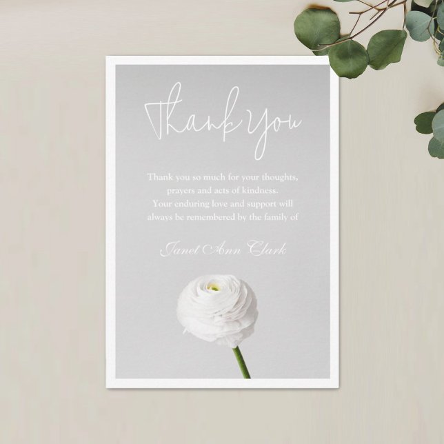 Sympathy Thank You Note Card with Flower (Creator Uploaded)