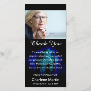 Sympathy Thank You Photo Memorial Angel Blue Card