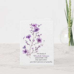 Sympathy Thank You Purple Flowering Branch Card